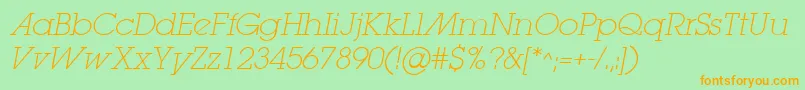 LugaextraadExtralightOblique Font – Orange Fonts on Green Background