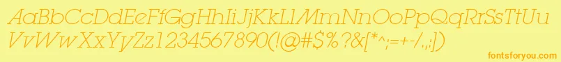 LugaextraadExtralightOblique Font – Orange Fonts on Yellow Background