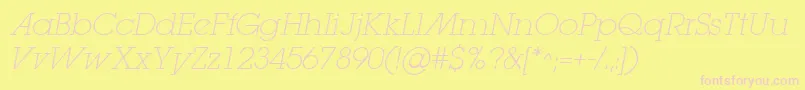 LugaextraadExtralightOblique Font – Pink Fonts on Yellow Background
