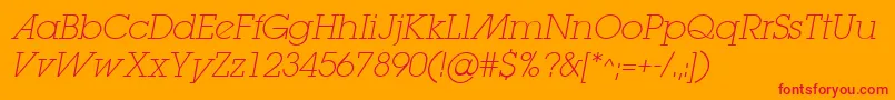 LugaextraadExtralightOblique Font – Red Fonts on Orange Background
