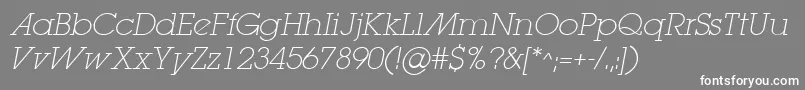 フォントLugaextraadExtralightOblique – 灰色の背景に白い文字