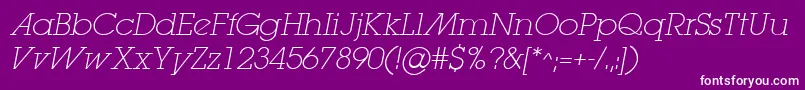 LugaextraadExtralightOblique Font – White Fonts on Purple Background