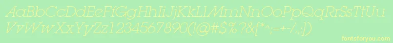 LugaextraadExtralightOblique Font – Yellow Fonts on Green Background