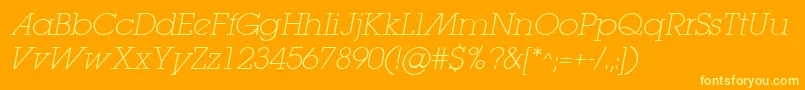 LugaextraadExtralightOblique Font – Yellow Fonts on Orange Background