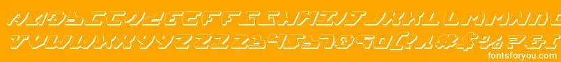 Gyrfalcon3DItalic-Schriftart – Weiße Schriften auf orangefarbenem Hintergrund