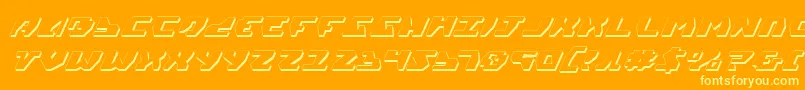 Gyrfalcon3DItalic-Schriftart – Gelbe Schriften auf orangefarbenem Hintergrund