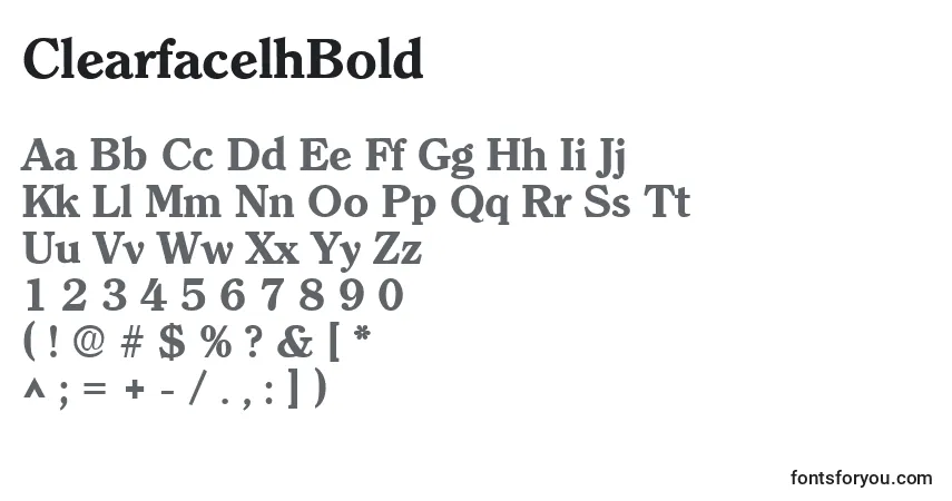 Шрифт ClearfacelhBold – алфавит, цифры, специальные символы