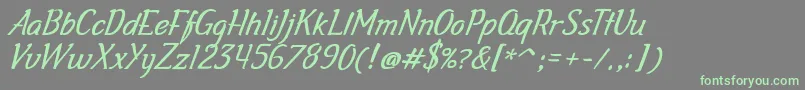 フォントGalascript – 灰色の背景に緑のフォント