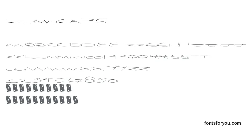 Schriftart Limocaps – Alphabet, Zahlen, spezielle Symbole