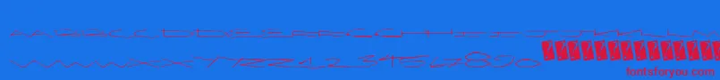 Limocaps-Schriftart – Rote Schriften auf blauem Hintergrund