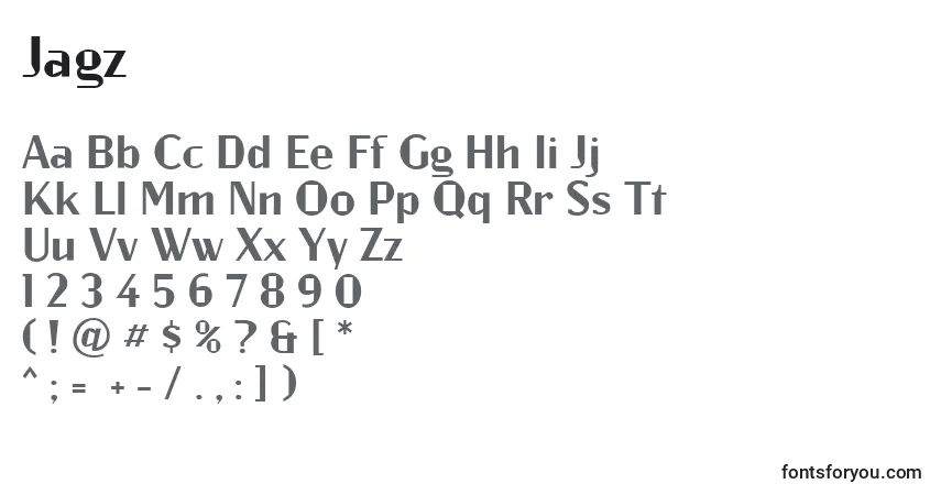 Czcionka Jagz – alfabet, cyfry, specjalne znaki