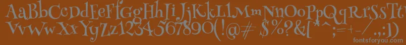 フォントHennypennyRegular – 茶色の背景に灰色の文字
