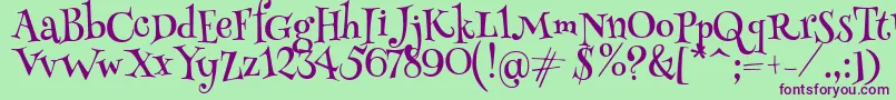 HennypennyRegular Font – Purple Fonts on Green Background