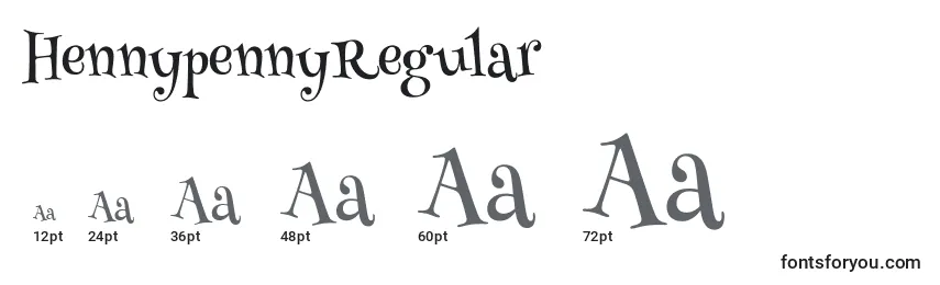 Размеры шрифта HennypennyRegular