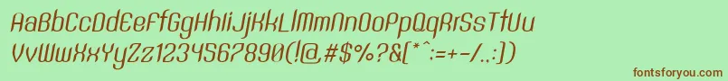 SntAnouvongRegularItalic Font – Brown Fonts on Green Background