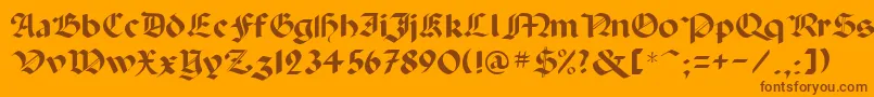 GothicrusBold-Schriftart – Braune Schriften auf orangefarbenem Hintergrund