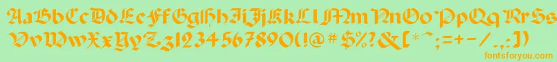 フォントGothicrusBold – オレンジの文字が緑の背景にあります。