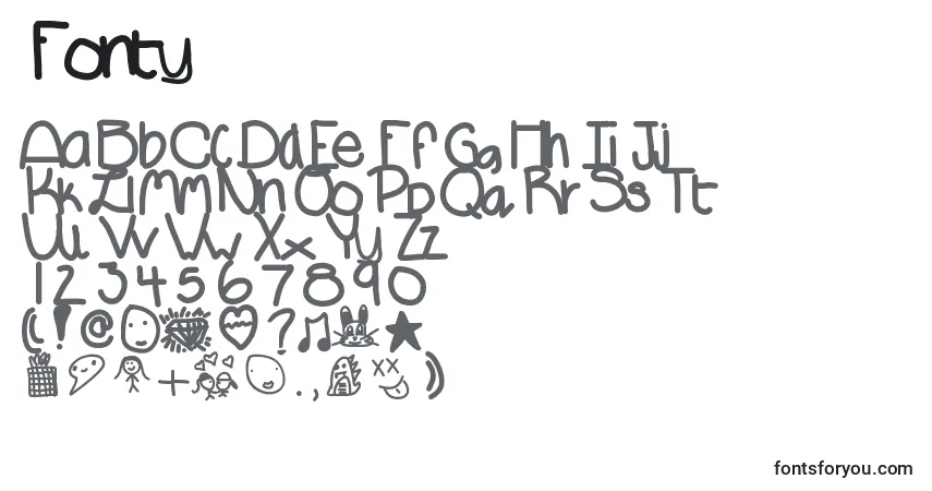 Schriftart Fonty – Alphabet, Zahlen, spezielle Symbole