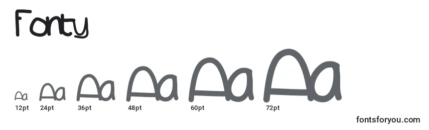 Размеры шрифта Fonty