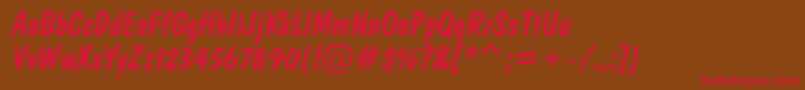 Czcionka ADominoItalic – czerwone czcionki na brązowym tle