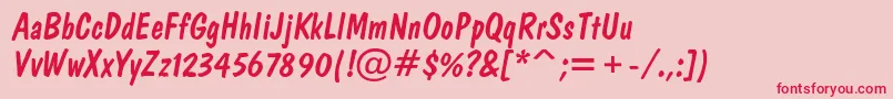 フォントADominoItalic – ピンクの背景に赤い文字