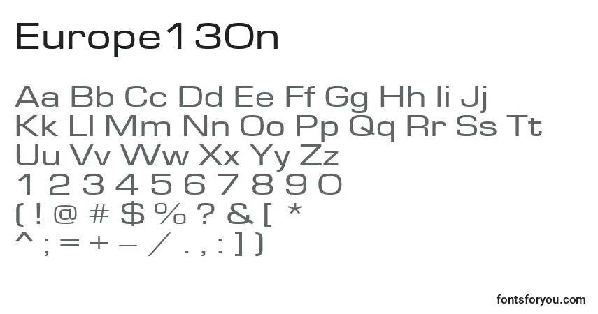Europe130n-fontti – aakkoset, numerot, erikoismerkit