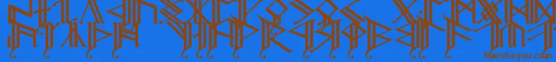 Erebcap2-Schriftart – Braune Schriften auf blauem Hintergrund