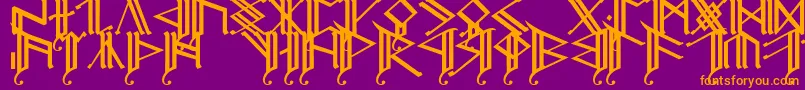 フォントErebcap2 – 紫色の背景にオレンジのフォント