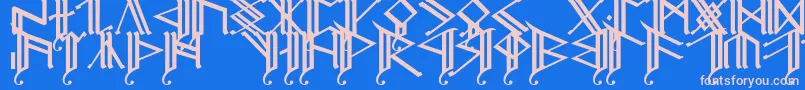 Erebcap2-Schriftart – Rosa Schriften auf blauem Hintergrund
