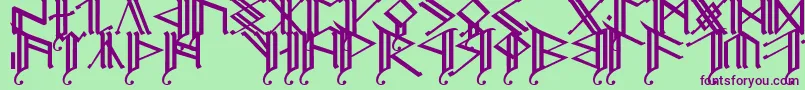 フォントErebcap2 – 緑の背景に紫のフォント