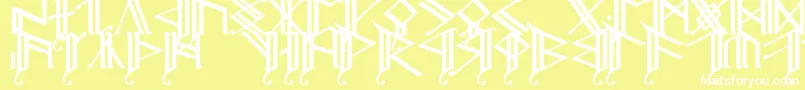 Erebcap2-Schriftart – Weiße Schriften auf gelbem Hintergrund