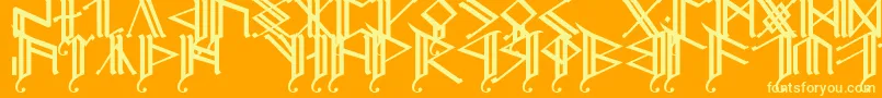Erebcap2-Schriftart – Gelbe Schriften auf orangefarbenem Hintergrund