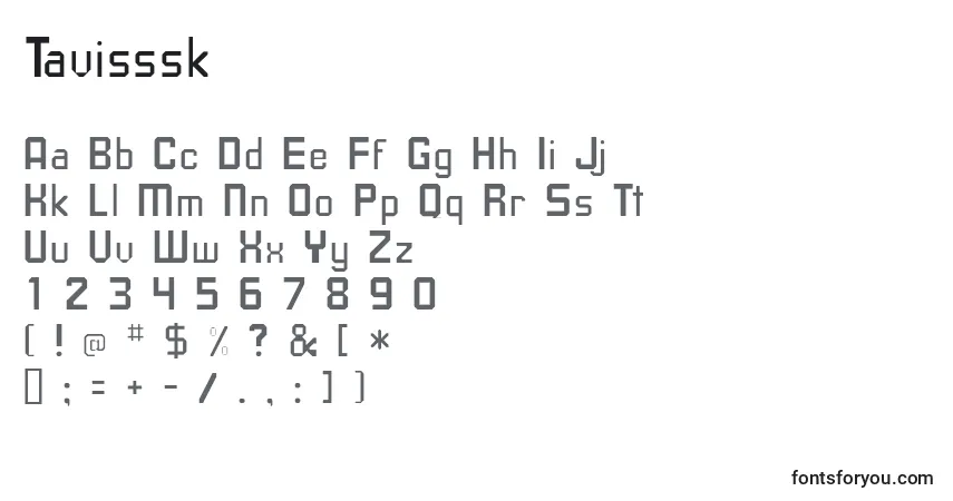 Schriftart Tavisssk – Alphabet, Zahlen, spezielle Symbole