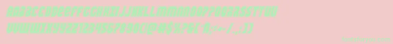 Warnationacadital-Schriftart – Grüne Schriften auf rosa Hintergrund
