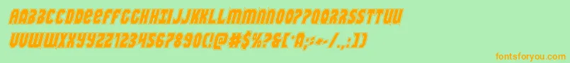 Warnationacadital-Schriftart – Orangefarbene Schriften auf grünem Hintergrund