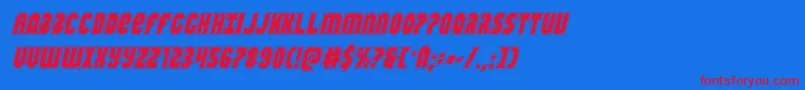 Warnationacadital-Schriftart – Rote Schriften auf blauem Hintergrund