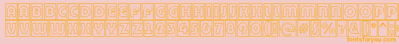 BighaustitulcmotlRegular-Schriftart – Orangefarbene Schriften auf rosa Hintergrund