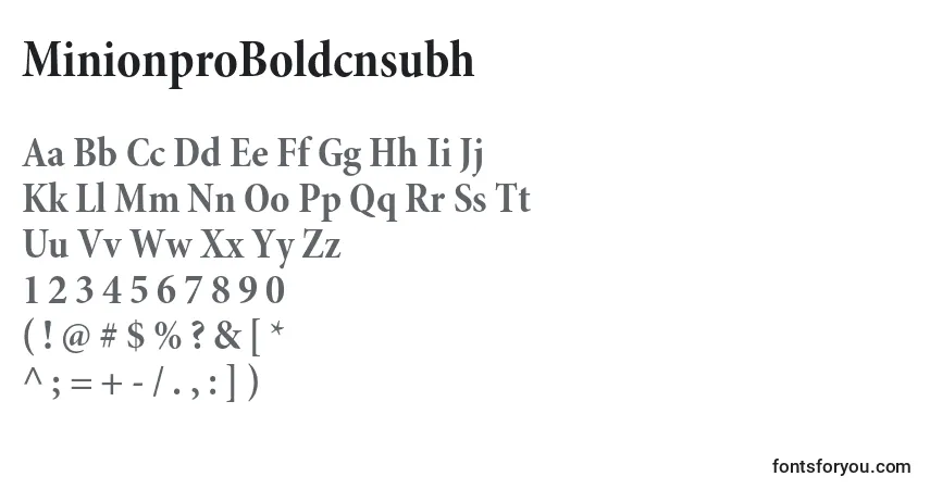 A fonte MinionproBoldcnsubh – alfabeto, números, caracteres especiais