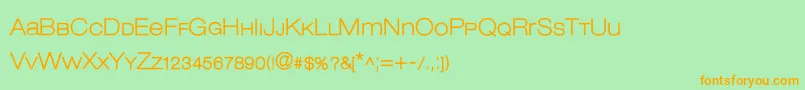 フォントLowveticabold – オレンジの文字が緑の背景にあります。