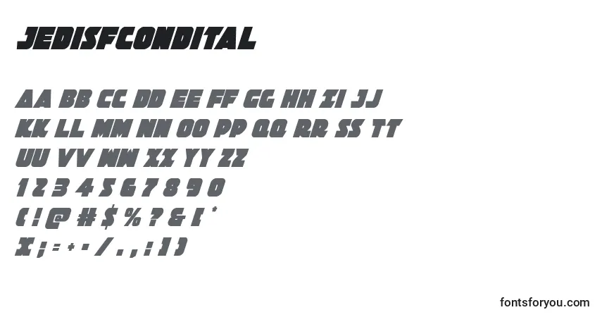 Шрифт Jedisfcondital – алфавит, цифры, специальные символы