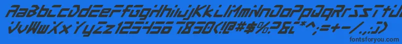フォントProcyonSuperItalic – 黒い文字の青い背景