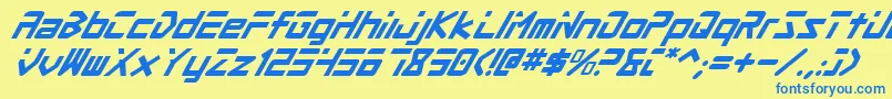 ProcyonSuperItalic Font – Blue Fonts on Yellow Background