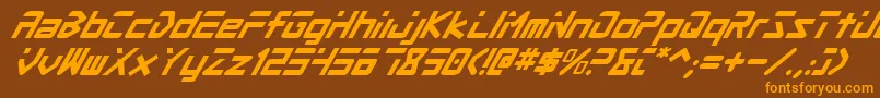 ProcyonSuperItalic-Schriftart – Orangefarbene Schriften auf braunem Hintergrund