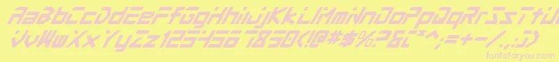 ProcyonSuperItalic-Schriftart – Rosa Schriften auf gelbem Hintergrund