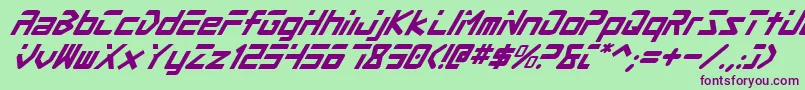 Czcionka ProcyonSuperItalic – fioletowe czcionki na zielonym tle
