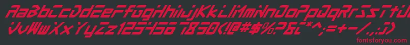 Czcionka ProcyonSuperItalic – czerwone czcionki na czarnym tle