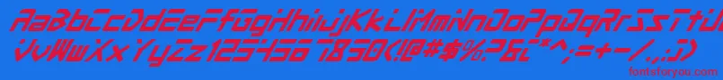フォントProcyonSuperItalic – 赤い文字の青い背景