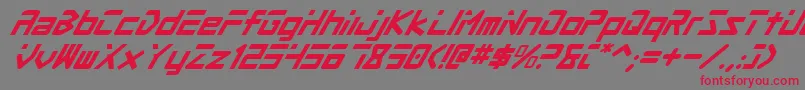 フォントProcyonSuperItalic – 赤い文字の灰色の背景