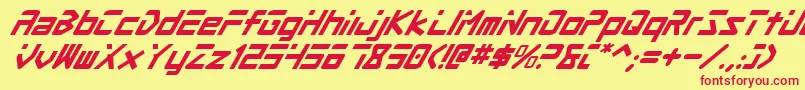 Fonte ProcyonSuperItalic – fontes vermelhas em um fundo amarelo