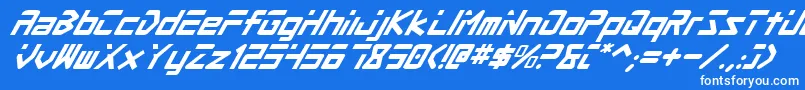 フォントProcyonSuperItalic – 青い背景に白い文字